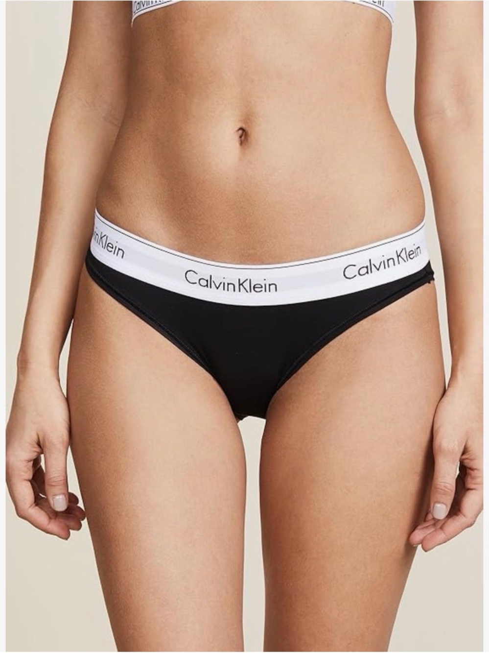 Calvin Klein Black Bikini Brief with White Logo Waistband - Low Rise